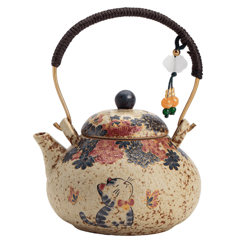 Ceramic Teapot Floral Lucky Cat Design 150ml