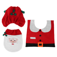 Christmas Themed Bathroom Set, Washable Toilet Lid Cover With Non-Slip Backing, Includes Santa Claus Decor And Super Soft Flannelette For Holiday
