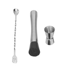 Cocktail Crafter's Delight, Stainless Steel Cocktail Muddler & Mixing Spoon Set, Non-scratch Nylon Head Muddler For Effortless Fruit Based Drinks