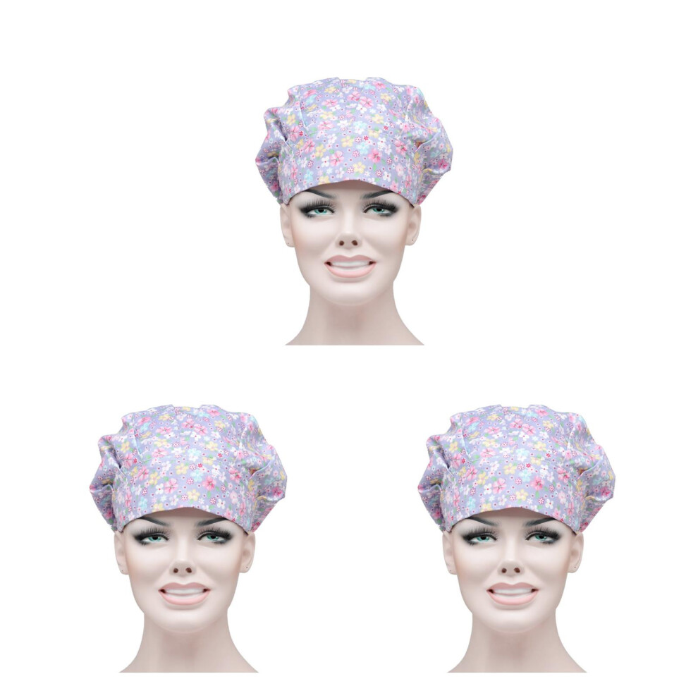 3Pcs Multi Color Flower Operating Room Hat Nurse Doctor Working Cap 3711780838741