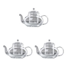3Pcs Clear Borosilicate Glass Teapots for Office and Family Brewing