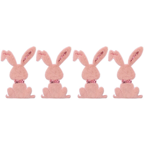 4 Pcs Adorable Animals Cloth Patch For Sweater Bag DIY Pink Rabbit