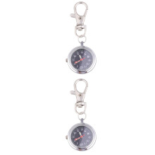 2Pcs Silver Quartz Pocket Watch with Key Buckle Large