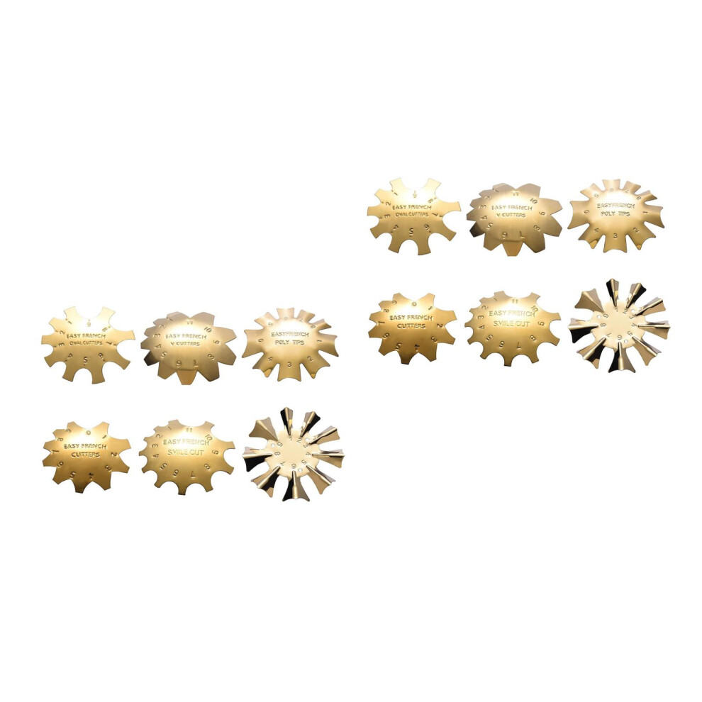 Ohphcall Golden 12Pcs Manicure Cutter Templates French Nail Diy Trimmer Tool