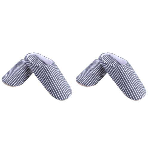 2Pcs Blue Cotton Keep Warm Slippers Fluffy Soft Breathable Home Shoes