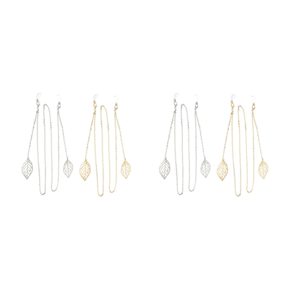 Ohphcall Silver 4Pcs Portable Alloy Mask Hanger And Glasses Chains