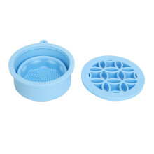 2-in-1 Silicone Makeup Brush Cleaning Bowl Blue