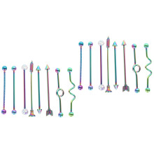 16Pcs Stainless Steel Barbell Earring Industrial Arrow Screw Ear Studs