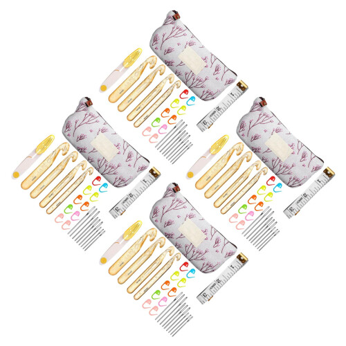4Sets Multi-Color Crochet Hook Kit with Comfortable Grip and Carry Bag