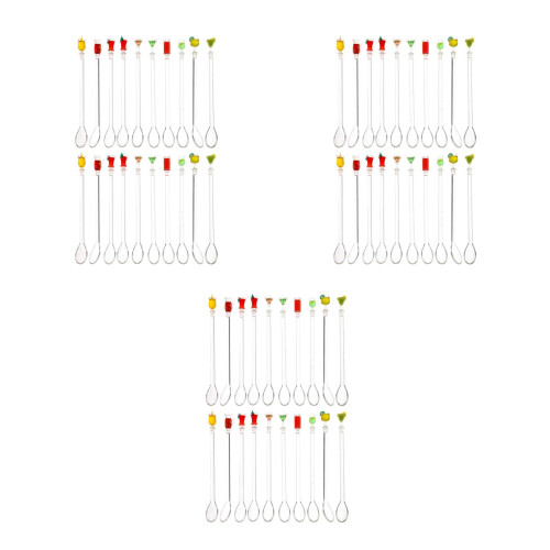60Pcs Acrylic Coffee Swizzle Sticks Reusable Mixing Spoons Multi-Color
