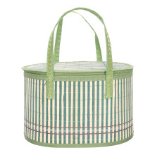 2Pcs Woven Bamboo Fruit Basket with Lid Assorted Colors for Storage