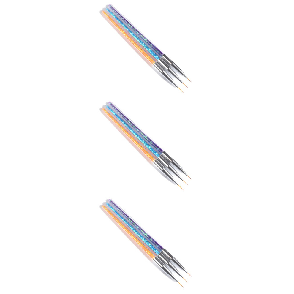 Happyyami 9Pcs Fine Nail Brushes Lightweight Assorted Color For Nail Art Design