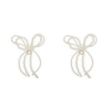 2Pcs White Pearl Bowknot Keychain Charms Plastic Shoe Bag Decorations