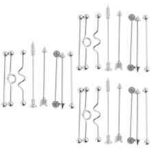 24Pcs Silver Barbell Earring Industrial Piercing Jewelry Durable Steel