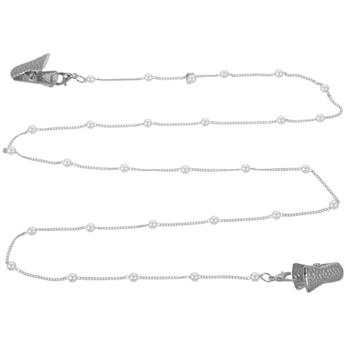 2Pcs Stylish Silver Pearl Mask Holder Glasses Lanyard Eyeglass Chain 1