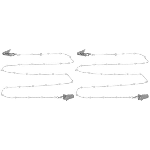 2Pcs Stylish Silver Pearl Mask Holder Glasses Lanyard Eyeglass Chain 2