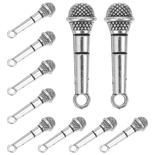 50Pcs Mini Microphone Prop Silver for Dollhouse Accessories 2