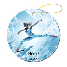 Decorazione natalizia in ceramica personalizzata – Cerchio con nome di una ragazza che fa ginnastica invernale, regalo per ginnasti, divertente