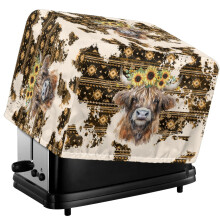 Verstellbare Toasterabdeckung mit Azteken-Hochlandrindermuster, staubdichte Brotbackautomatenabdeckung mit Sonnenblumen-Motiv, universelle,