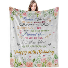 Manta para Aniversário de 60 Anos (101,6 x 127 cm) – Decoração de Feliz 60º Aniversário para Mulheres, Homens, Avô, Avó e Amigos –