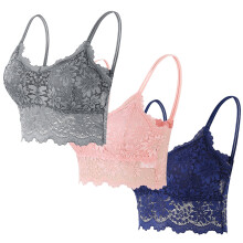3 pezzi Bralette in pizzo per donna Bralette imbottite Reggiseno in pizzo Bralette in pizzo Lingerie in pizzo per donne e ragazze con imbottitura