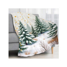 Vinter Snö Skogsfleecefilt Retro70s Groovy Ultrasoft Touch-filt – Exotisk Boho-estetik