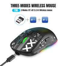 3-tilstande Bluetooth-gamingmus genopladelig 2,4G USB trådløs RGB-baggrundsbelyst mus til kompatibel med iPad, tablet, bærbar computer