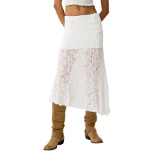 (XL, White) Women Lace Skirt, Elegant Low Waist Patchwork Summer Long Skirt for Casual Daily