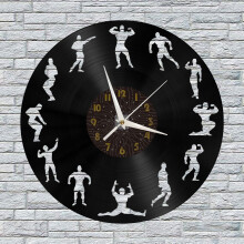 Clog Balla Vinile Maisiúcháin Aclaíochta GYM, Ealaín Balla Clog Taifead Vinile Ciúin & Gan Tic (12 orlach C)