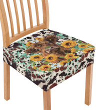 Stretch-Stuhlhussen mit Kuh-Sonnenblumen-Print, bequeme Überzüge, kompatibel mit den meisten Stühlen