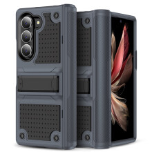 Stødsikkert hybridcover til Samsung Galaxy Z Fold6 – hård PC + silikone, støttebenhængsel, letvægts, grå