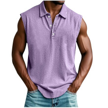 Ärmelloses Herren-Tanktop mit Taschen, V-Ausschnitt, Sommer-T-Shirt mit Knopfleiste für Strand und Laufen