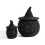 Black Woven Pumpkin Baskets with Witch Hat Lids 2PCS 1