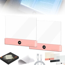 Lampe de lecture LED intelligente avec boîte à trésors, lampe de lecture plate rechargeable avec 3 couleurs, intensité réglable, protection des