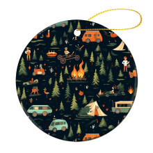 Divertente ornamento in ceramica a tema campeggio – Decorazione per albero di Natale, regalo ricordo per donna, compatibile con temi natalizi