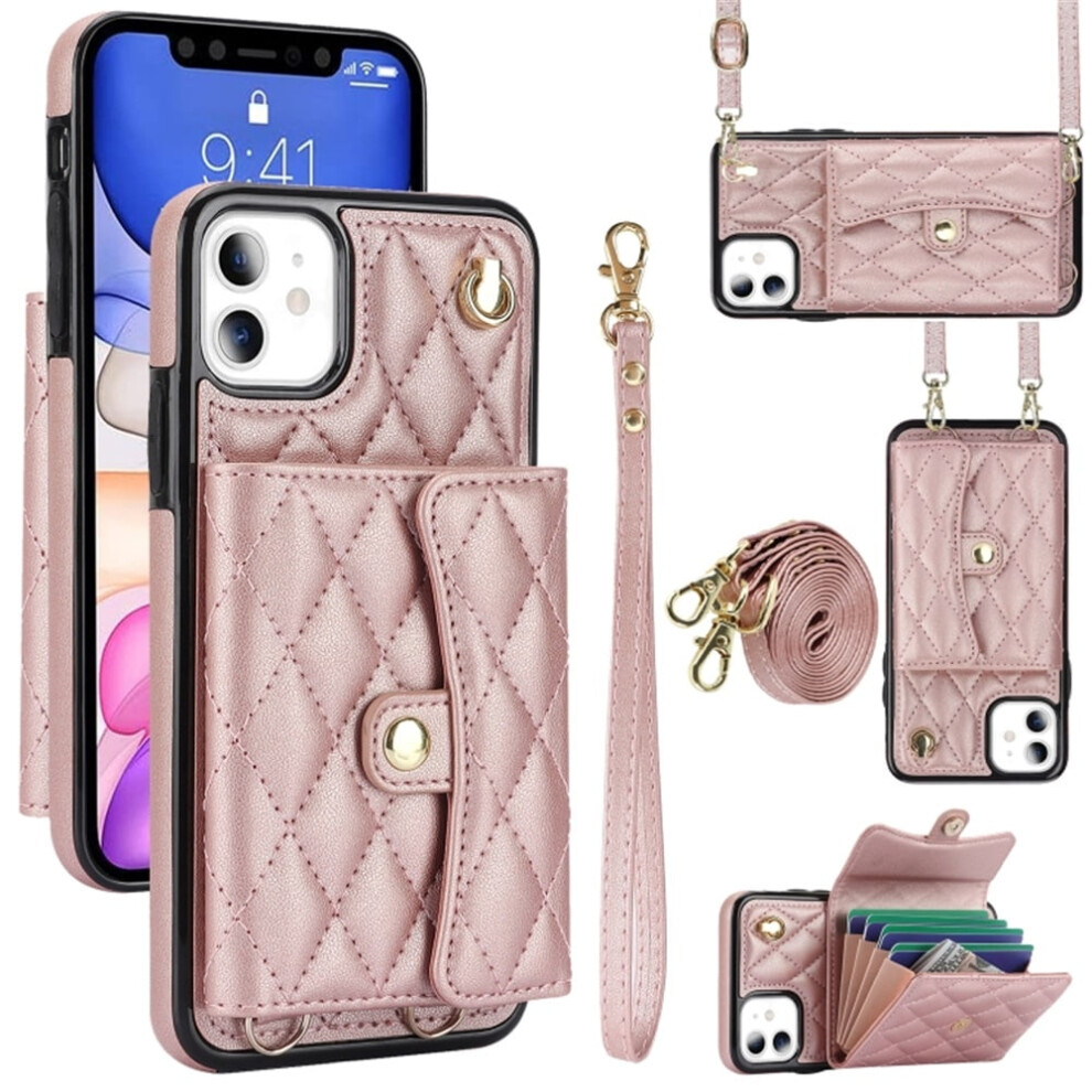Rfid-Blocking Magnetic Flip Wallet Case For Iphone 11 Rose 937196002573