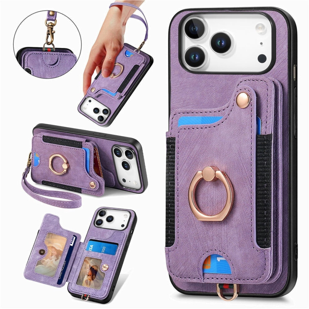 Iphone 17 Pro Max Wallet Case Pu Leather Purple 937196001682