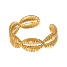 Opvallende schelpvormige verstelbare ring van roestvrij staal – Strass strandfeest ring voor dames en heren, geschikt voor diverse