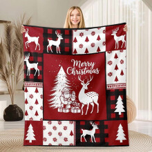 Festive Flannel Blanket - Pink Gingerbread & Tree Design, Soft Warm All-Season Throw for Sofa Bed Car Office Camping Travel Holiday Decoration