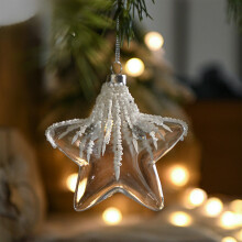 Clear Glass Christmas Ornaments White Sequin Baubles Hanging Balls 3.15x3.54 Inch Xmas Tree Decorations Holiday Glass Ball Decorations