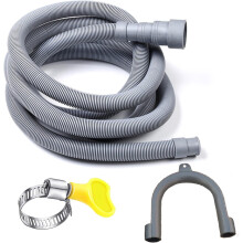 Kit de tuyau de vidange universel de 4 m pour lave-linge et lave-vaisselle avec adaptateur, 4 colliers de serrage et support en U – Compatible avec