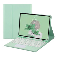 Toetsenbordhoes voor Galaxy Tab S8 11" 2022 / Tab S7 11" 2020, afneembaar draadloos toetsenbord met touchpad, S Pen-houder, mintgroen