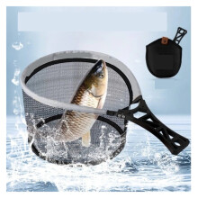 Rede de pesca em tecido Nano Mesh com cabeça anti-gancho, rede de pesca de profundidade, rede de desembarque dobrável preta.