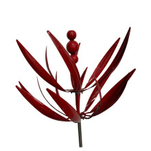 35" Burgundy Metal Wind Spinner with Stake, Yard & Garden Decor – Compatible with Outdoor Use