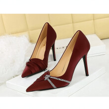 Women's Rhinestone Bow High Heels Pointed Toe Party Pumps