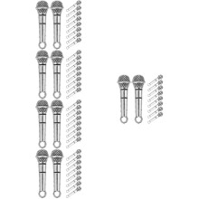 50Pcs Mini Microphone Prop Silver for Dollhouse Accessories