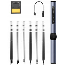 PROGRAMMABLE PRECISION SOLDERING IRON OLED USB-C FNRSI HS-01 BLUE + 6 TIPS