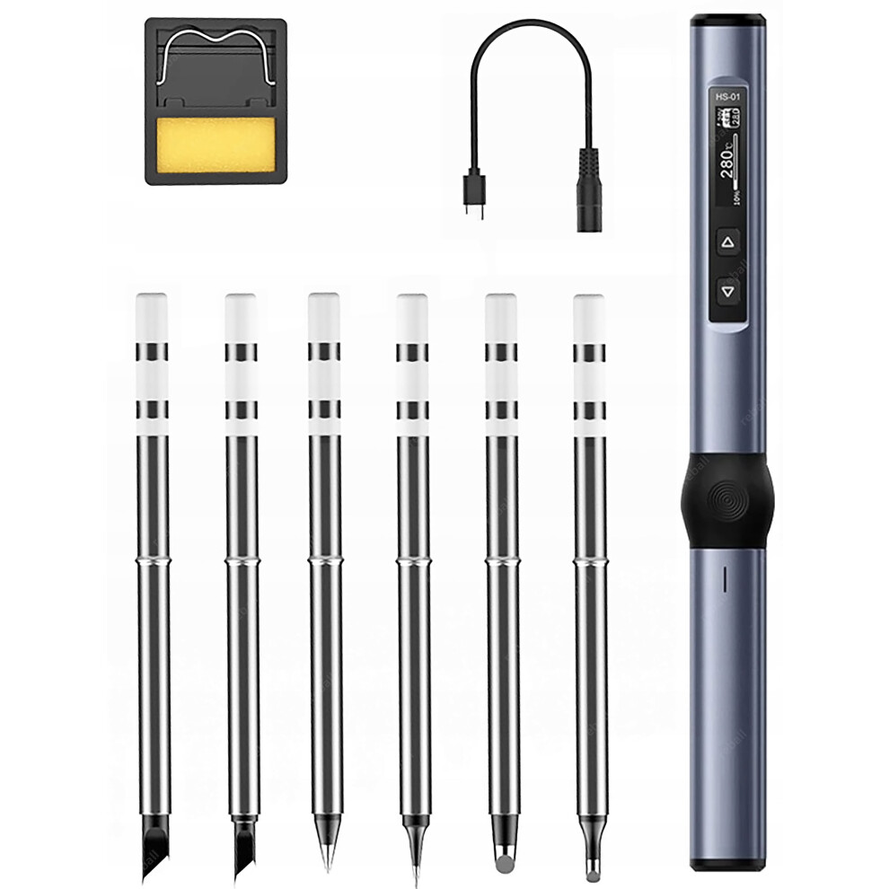 Programmable Precision Soldering Iron Oled Usb-C Fnrsi Hs-01 Blue + 6 Tips 9340959393718