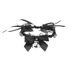(One Size, Black) SM Choker Necklace Bondage Set with Bow Crisp Bell Restraints BDSM Slaves Fetish Toy for Women Men
