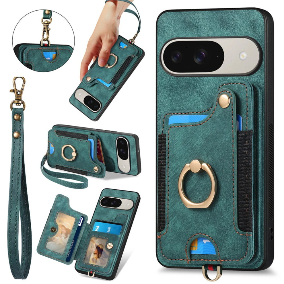 Google Pixel 9/9 Pro Wallet Case Pu Leather With Rfid Green 937196005659